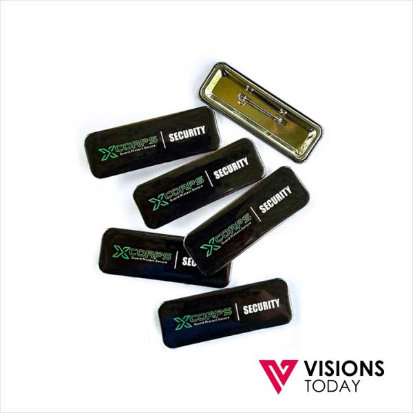 Visions Today offers rectangle pin badge printing in Colombo, Sri Lanka. We offer premium quality rectangle pin button badges with customized artworks and designs. These button badges are suitable for use as name badges, corporate branding as a tag, event promotion and as pin on badges.