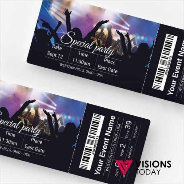 Visions Today offers event tickets printing in Colombo, Sri Lanka. We print range of tickets in customized sizes, designs and range of materials.