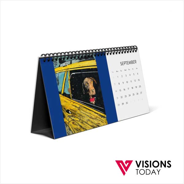 Visions Today offers custom desktop calendar printing in Colombo, Sri Lanka. We can print any design on desktop calendars. These are very easy to use and cost also very low. You can use table desktop calendar to promote your brand with any type of people.