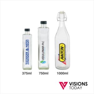 Visions Today offers customized glass bottles in Colombo, Sri Lanka. We have range glass water bottles in many sizes which can be customized with many options
